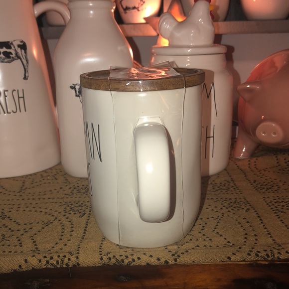 Rae Dunn AUTUMN VIBES Mug with Wood Lid (White) - Picture 3 of 7